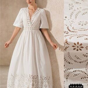 Chic White Eyelet Maxi Dress
